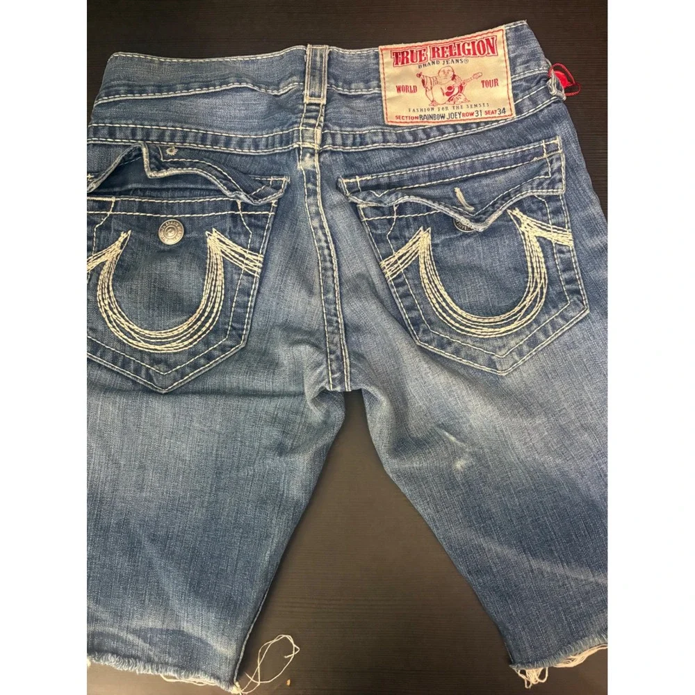 True religion rainbow Joey blue jean shorts men's size 31